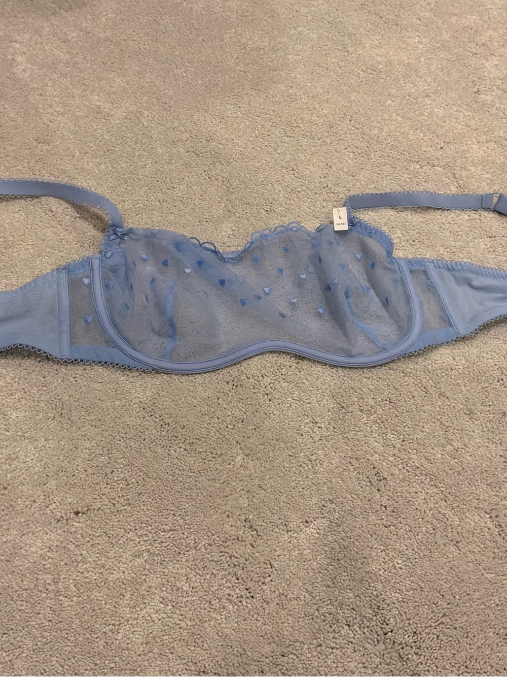 PINK Victoria's Secret Sheer Periwinkle Lace Underwire Bra